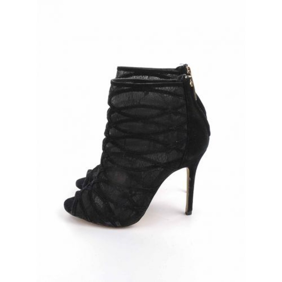 KAREN MILLEN Black Sheer Peep Toe Ankle Booties NWOT - Picture 6 of 14